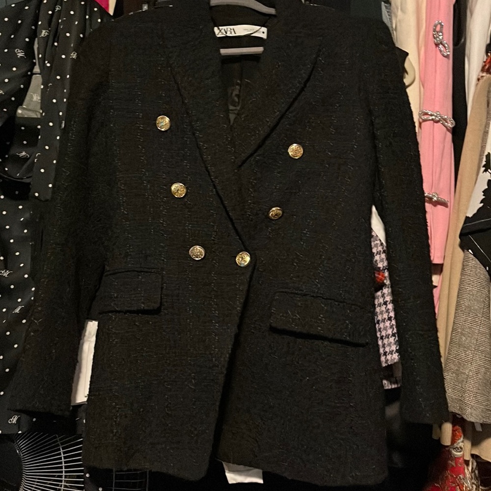 Zara tweed double breasted blazer